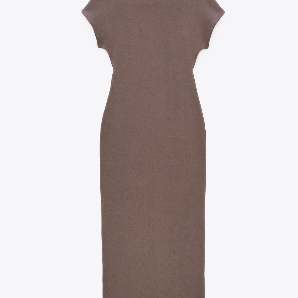 Zara Brown Cotton Midi Dress